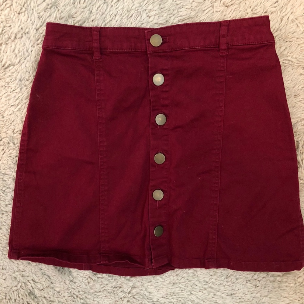 Forever 21 Red Button Down Skirt